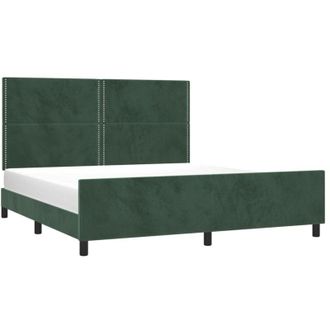 vidaXL Vidaxl - Estructura Cama Con Cabecero Terciopelo Verde Oscuro 180x200 Cm