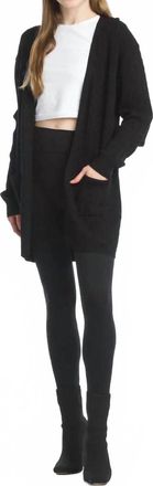 Papillon Cable Knit Stretchy Layering Cardigan In Black