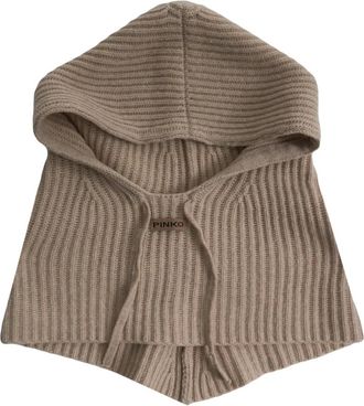 Pinko Pinko, Accessoires, Dames, Beige, ONE Size, Beige Ribgebreide Bivakmuts Hoed