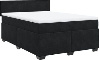 vidaXL Vidaxl - Cama Box Spring Con Colch&oacute;n Terciopelo Negro 160x200 Cm