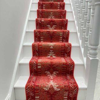 Runrug Stair Runner Carpet for Staircases - Soft & Comfy, 9mm - Native in Red | Size: 60 cm x 660 cm