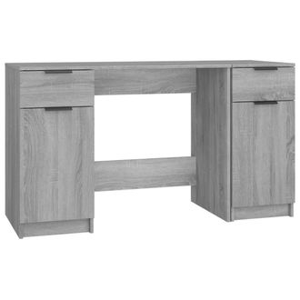 Berkfield Home Desk with Side Cabinet Grey Sonoma Engineered Wood