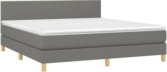 vidaXL Cama Box Spring Con Colch&oacute;n Tela Gris Oscuro 160x200 Cm Vidaxl