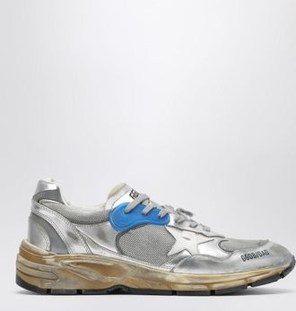 Golden Goose Dad-Star sneaker in silver laminated leather and mesh