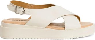 Tamaris Beige Casual Platte Open Sandalen - Dames - Sandalen - Beige - 40 EU - Leer - Schoenen