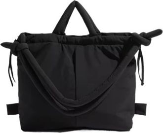 Generic Compatible For Womens Big Nylon Puffer Tote Bag Purse Casual Simple Shoulder Handbag(Black)