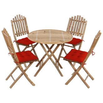 vidaXL Set De Comedor De Jard&iacute;n Plegable 5 Piezas Con Cojines Bamb&uacute; Vidaxl