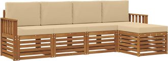 vidaXL Conjunto De Sof&aacute;s De Exterior 5 Uds. Natural Y Beige Vidaxl