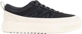 Moncler Schoenen, Heren, Zwart, 41 1/2 EU, Katoen, Zwarte Sneakers met Vibram Zool