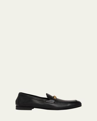 Versace Mens Leather Medusa-Chain Loafers