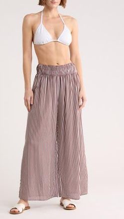 Nordstrom Rack Printed Flowy Pants in Brown Bitter Stripe at Nordstrom Rack, Size X-Large