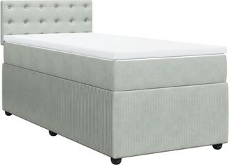 vidaXL Cama Box Spring Con Colch&oacute;n Terciopelo Gris Claro 80x200 Cm Vidaxl