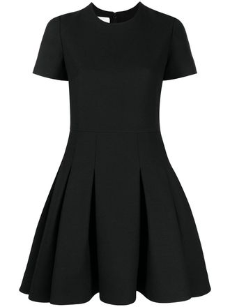 Valentino Garavani pleated flared mini dress - women - Silk/Spandex/Elastane/Viscose/Virgin Wool - 40 - Black