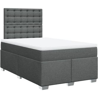 vidaXL Cama Box Spring Con Colch&oacute;n Tela Gris Oscuro 120x200 Cm Vidaxl