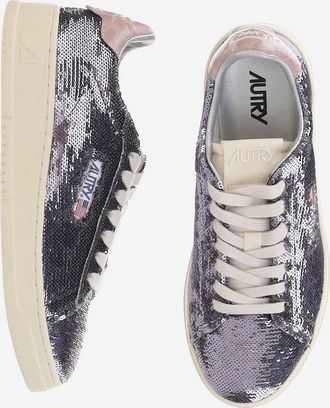 Autry Womens Dallas Low Sparkling Sneakers Purple Polyester; Nylon; Leather Trainers