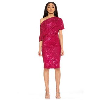 Alexia Admor Womens Alexia Admor Olivia Draped One Shoulder Sheath Dress - Dark Pink