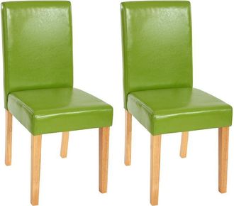 Hhg Nunca Usado] Lote De 2 Sillas De Comedor Silla De Cocina Littau, Polipiel, Verde, Patas Claras