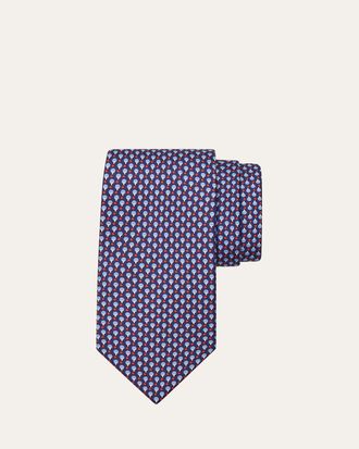 Ferragamo Mens Ping-Pong Print Silk Tie