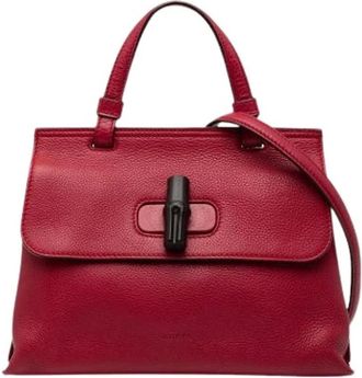 Gucci Pre-owned Daily Satchel - Dames - Pre-owned - Rood - Maat: ONE Size Leer