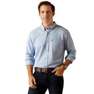 Ariat Mens Simmental Shirt Long Sleeve in Chambray Blue, Size Small, by Ariat