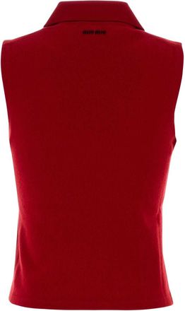 Miu Miu Womens Reed Polo Shirt Red
