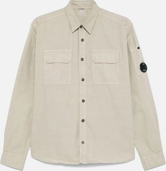 C.P. Company Mens Organic Gabardine Lens Shirt Beige - Tan - Size: 44/Regular