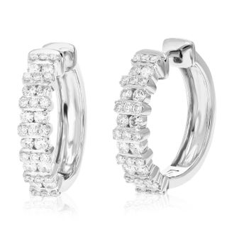 Vir Jewels 1 cttw Lab Grown Diamond Hoops Earrings in Sterling Silver With Hidden Post For Women