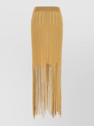 Balmain knit skirt elastic waist fringe hem