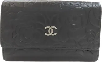 Chanel Black Leather Long Wallet (Bi-Fold) (Pre-Owned)