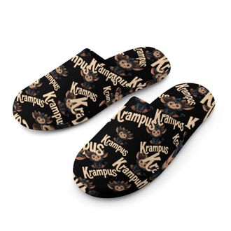 Generic Krampus Cute Mens Cozy Memory Foam Slippers Warm Cotton House Shoes Comfy Slipper for Indoor Outdoor