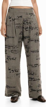 Desigual Check Print Pleat Front Pants in Black Multi at Nordstrom, Size X-Large