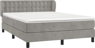 vidaXL Vidaxl - Cama Box Spring Con Colch&oacute;n Terciopelo Gris Claro 140x200 Cm