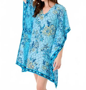 Lilly Pulitzer Lindamarie Silk Caftan Dress In Bellevue Blue - Breakers Beach Engineered