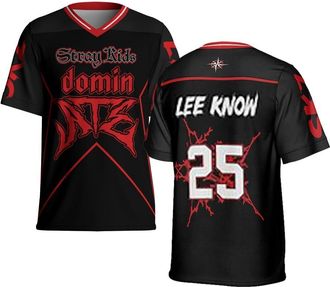 Generic SKZ Dominate World Tour 2025 Jersey SKZ World Tour 2025 Football Jersey Tee Unisex Harajuku Tops (Black-25,M)