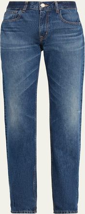 Brandon Maxwell Beau Buckle-Waist Straight-Leg Jeans