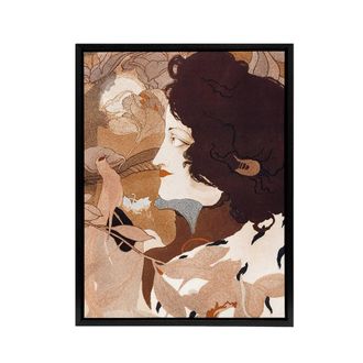 Artery8 Femme Fatale Portrait Painting Framed Canvas Wall Art Print de Feure in Brown | Size: W24 x H32
