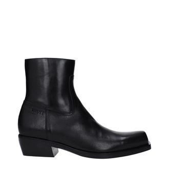 Versace Black Leather Ankle Mens Boots