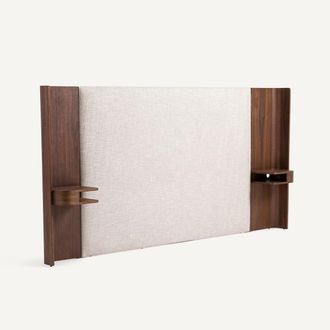 AM.PM Hoofdbord in notenfineer, ge&iuml;ntegreerde nachtkastjes, Abbas