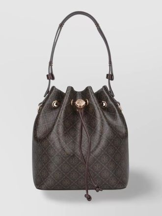 Tory Burch bucket bag with monogram pattern and top handle