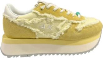 Sun 68 Canvas Fringe High Top Sneakers - Dames - Sneakers - Geel - 39 EU - Schoenen