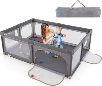 Costway Costway - Parque Infantil Bebe, Corralito Para Beb&eacute;s, Valla De Corral Para Ni&ntilde;os Con Malla Transpirable, Bolsa De Almacenamiento Port&aacute;til Y 50 Bolas O