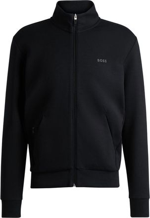 BOSS logo-print zip-up sweatshirt - men - Cotton/Elastane - S - Black