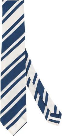 Finamore Ties, male, Blue, Size: ONE SIZE Cravatta regimental in seta-cotone