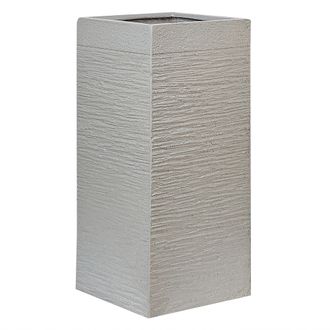 Beliani Maceta Alta De Arcilla Para Jard&iacute;n 33 X 33 X 70 Cm Resistente A Los Rayos Uv Gris Claro Dion