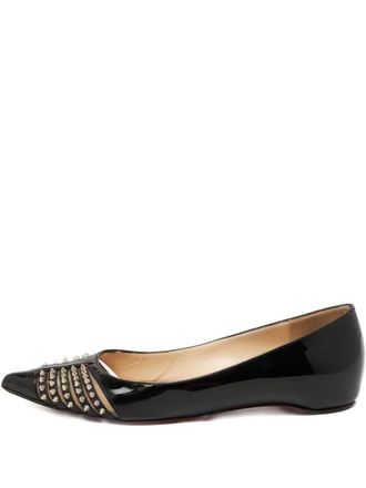 Christian Louboutin patent leather studded ballet flats - Black