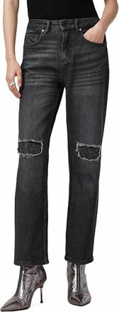 AllSaints Ida Embroidered Cropped Jeans In Black