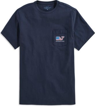Vineyard Vines Whale Flag Cotton Graphic T-Shirt in Vineyard Navy at Nordstrom, Size Xx-Large