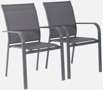 Sweeek Silla De Jard&iacute;n Apilable De Aluminio Y Textileno, Set De 2