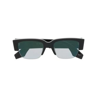 Alexander McQueen Zwarte Slashed Zonnebril met Half-Rim Frame - Dames - Zonnebrillen - Zwart - ONE Size - Accessoires