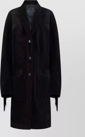 R13 suede fringed single-breasted coat